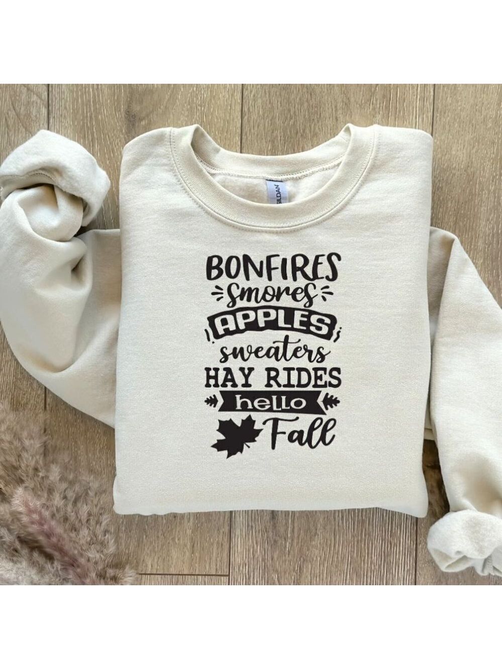 Bonfires, S'Mores, Apples, Sweater, Hayrides, Hello Fall Custom Sweatshirt